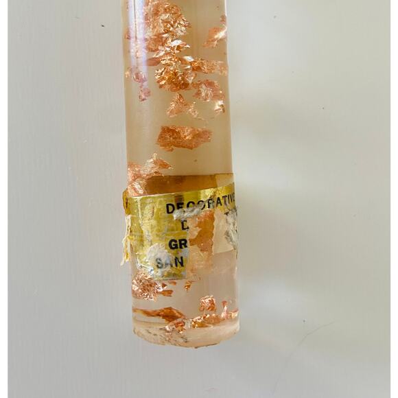 VINTAGE Gregorian Clear & Copper Flecks Lucite Taper Candles MCM Home Decor - Picture 5 of 5